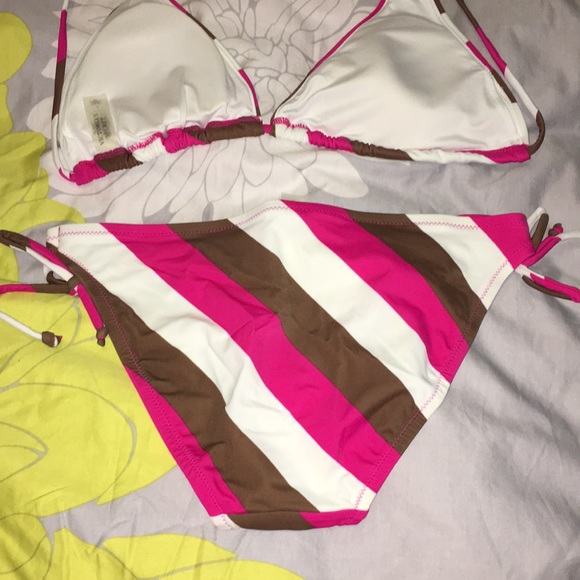 Victoria's Secret Striped Pink Halter Bikini L/S - Picture 7 of 8